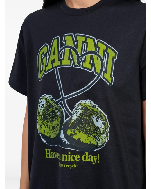 Ganni チェリープリント Tシャツ Black