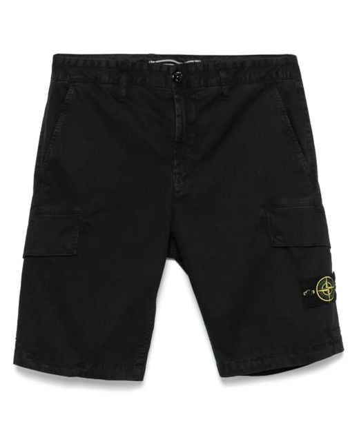 Stone Island Black Compass-Badge Shorts for men