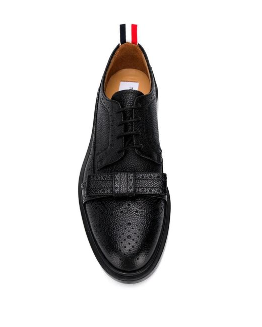 Thom Browne Black Bow-Detailing Pebbled Brogues