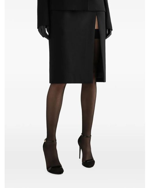 Dolce & Gabbana Black Double Wool Skirt