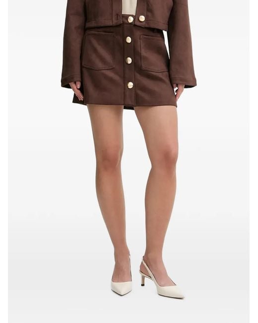 Bardot Brown Patch-Pocket Mini Skirt