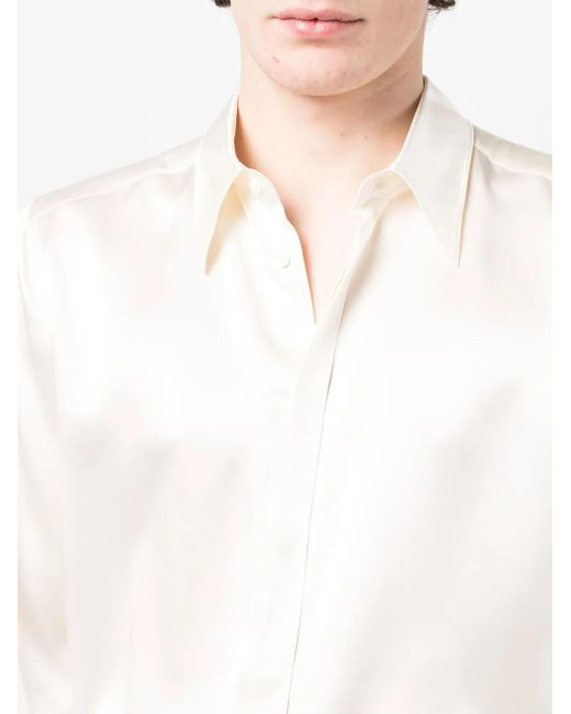 Dolce & Gabbana White Long-Sleeved Silk Shirt
