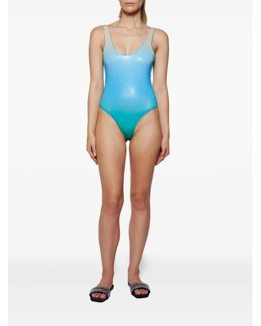 Oseree Blue Sporty Maillot Swimsuit