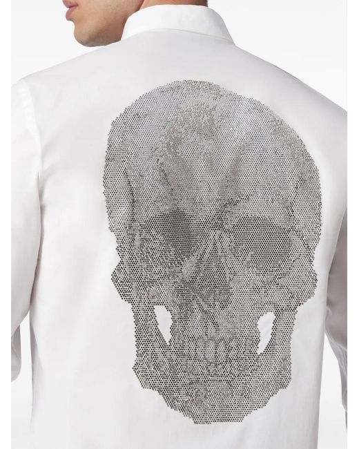 Philipp Plein White Sugar Daddy Skull-Embellished Cotton T-Shirt for men