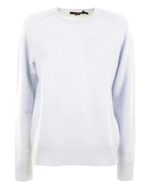 Maglione Girocollo Con Orlo A Coste di Seventy in White