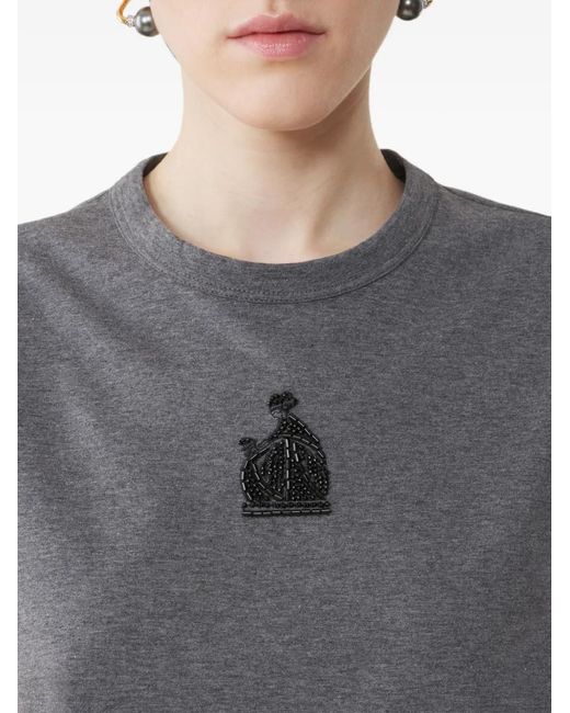 Lanvin Gray T-Shirt Mother And Daughter À Broderies