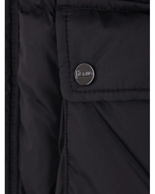 Herno Blue High-Collared Puffer Jacket With Horizontal Quilting for men