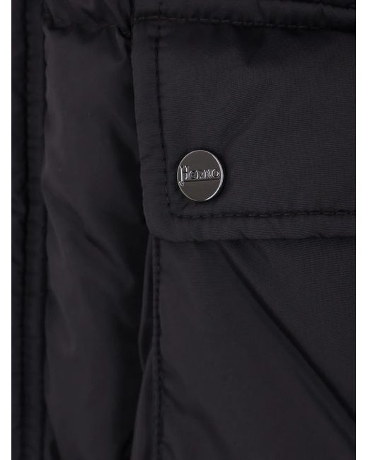 Herno High-Collared Puffer Jacket With Horizontal in Blue für Herren