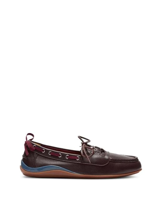 LILI CURIA Brown Mara Leather Boat Shoes