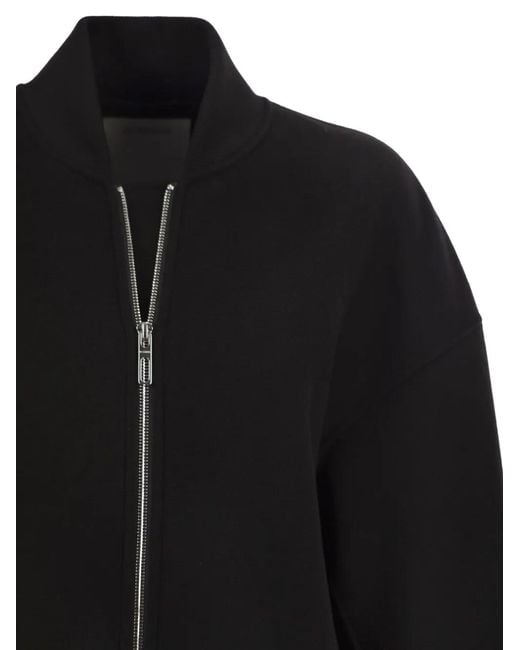 Sportmax Black Ribbed-Knit Virgin-Wool Bomber Jacket