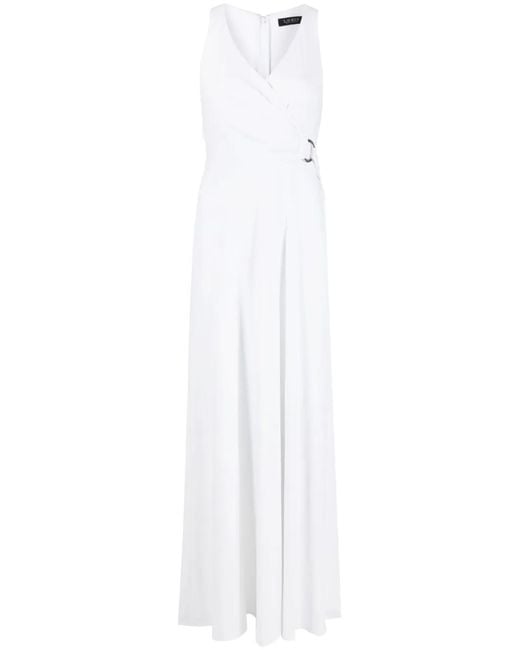 Ralph Lauren White Wrap-Detail Long Dress
