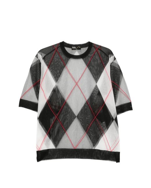 Kolor Black Argyle Oversized T-Shirt for men