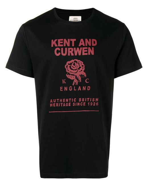 Kent & Curwen Black Logo Rose Band Printed T-shirt for men