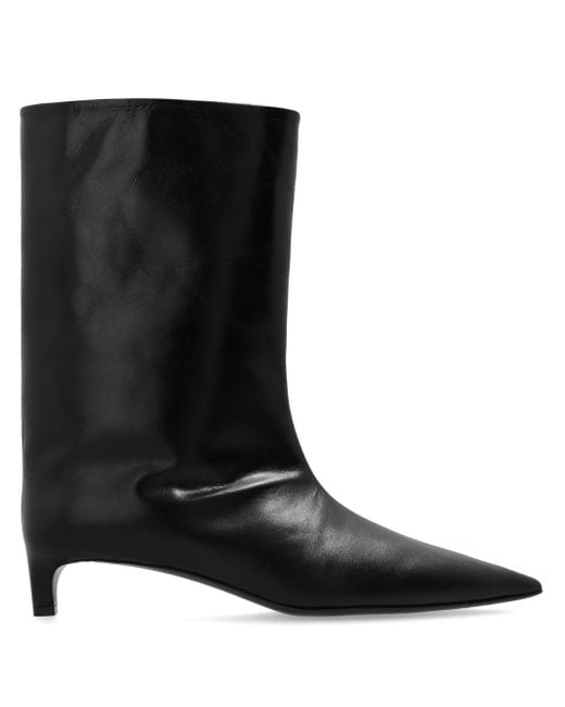 Jil Sander Black Pointed-toe Leather Boots