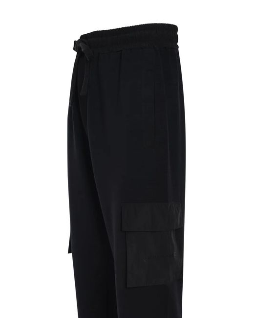 hinnominate Black Drawstring-Fastening Cargo Trousers for men