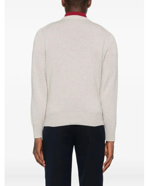 Brunello Cucinelli White Cashmere Sweater for men