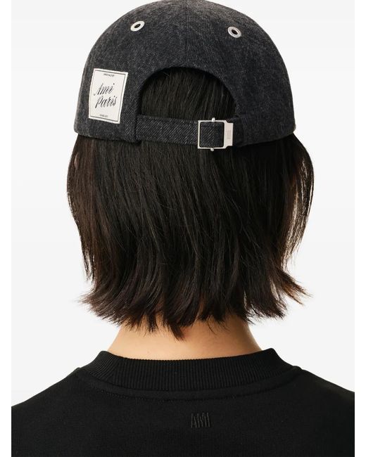AMI Black Denim Label Baseball Cap