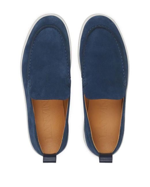 Lanvin Blue Suede Slip-On Loafers for men