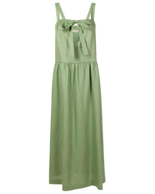 Adriana Degreas Green Self-tie Linen Maxi Dress