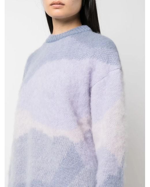 Rodebjer Blue Eclipse Patterned Intarsia-Knit Jumper