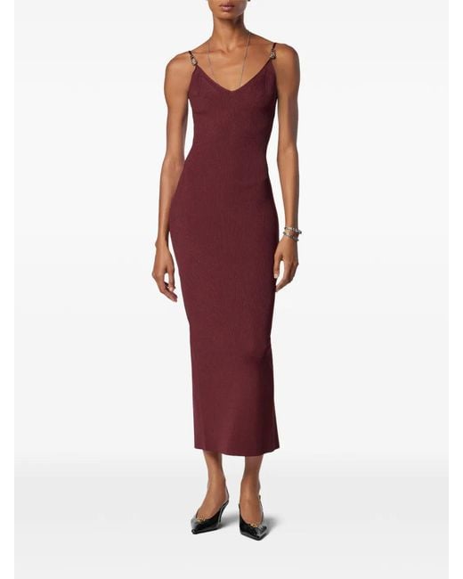 Versace Purple Safety-Pin Ribbed Midi Dress