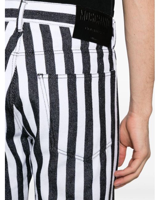 Moschino Black Striped Straight-leg Trousers for men