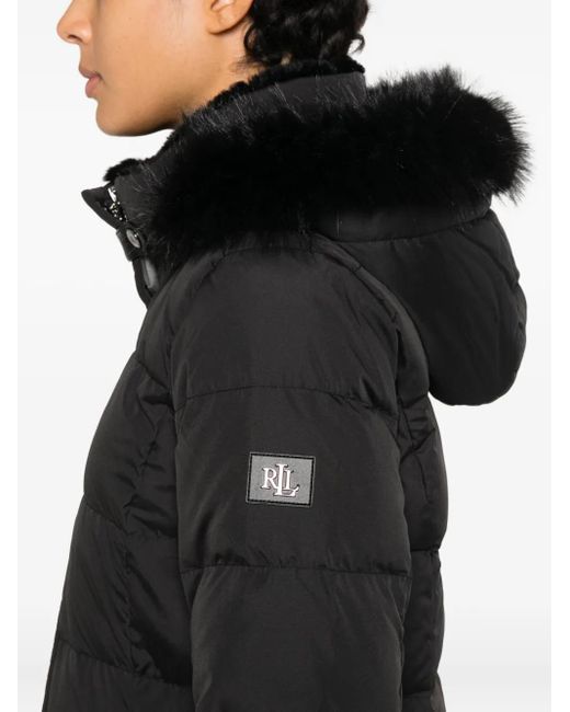 Ralph Lauren Black Fur-Trim Coat