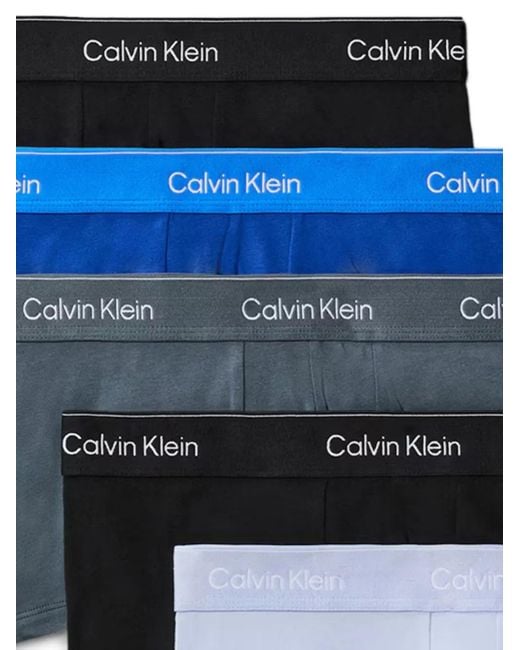 Calvin Klein Blue Cotton Boxer Briefs (Pack Of Five) for men