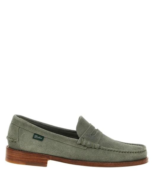 メンズ Paraboot Coraux スエード ペニーローファー Green