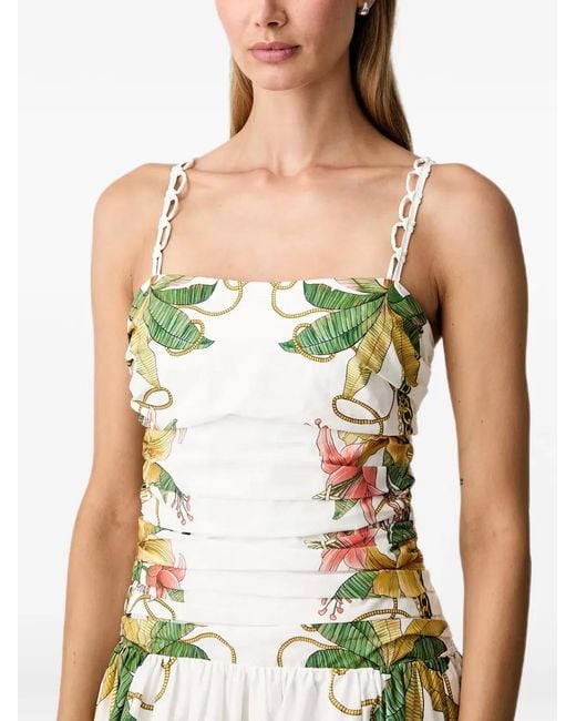 Farm Rio Metallic Robe Mi-Longue Tropical Royalty À Design Sans Manches