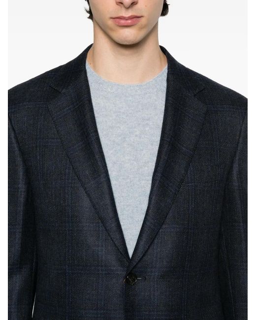 Canali Black Checked Two-Button Blazer for men