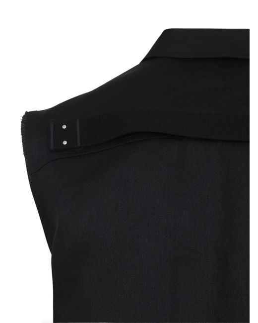 Rick Owens Black Structured Linen Shirt With Classic Collar for men