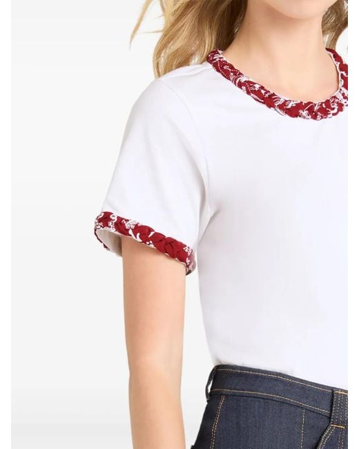 Cinq À Sept White T-Shirt mit Flechtborten