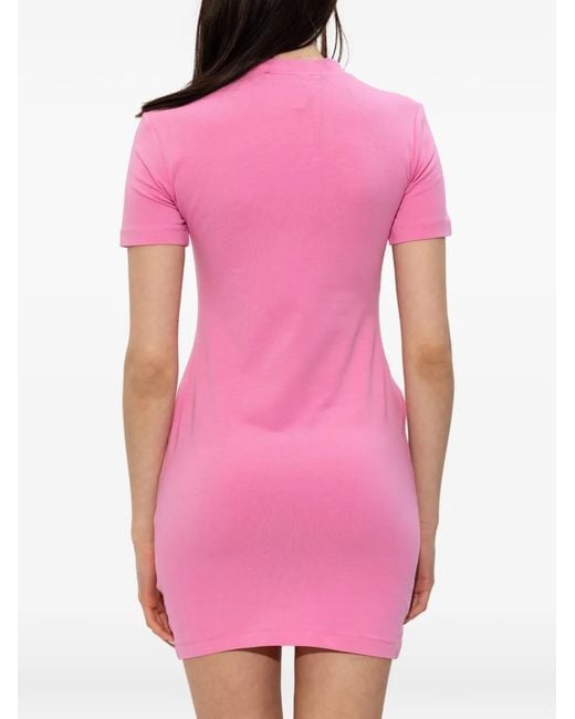Versace Jeans Couture Pink Embellished Graphic T-Shirt Dress