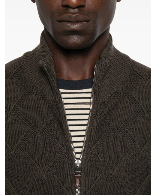 Canali Gesteppter Cardigan Mit Reißverschluss in Black für Herren