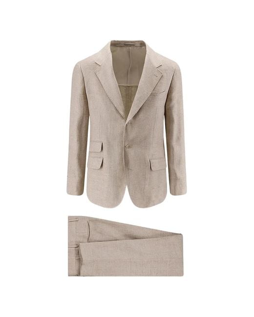Brunello Cucinelli White Single-Breasted Suit for men