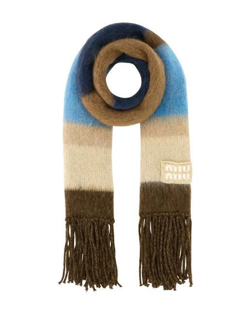 Sciarpa Con Ricamo di Miu Miu in Blue