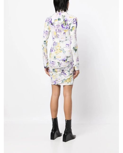 Off-White c/o Virgil Abloh White Floral-Print Draped Dress