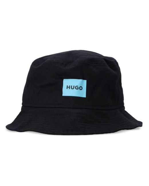 HUGO Black Larry-f Logo-print Bucket Hat for men