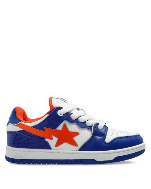 A Bathing Ape Blue Bape Sta #3 Star-Patch Leather Sneakers