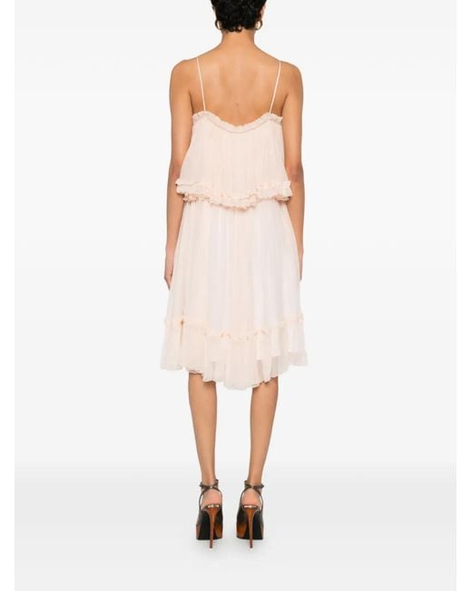Chloé Pink Ruffled Midi Dress
