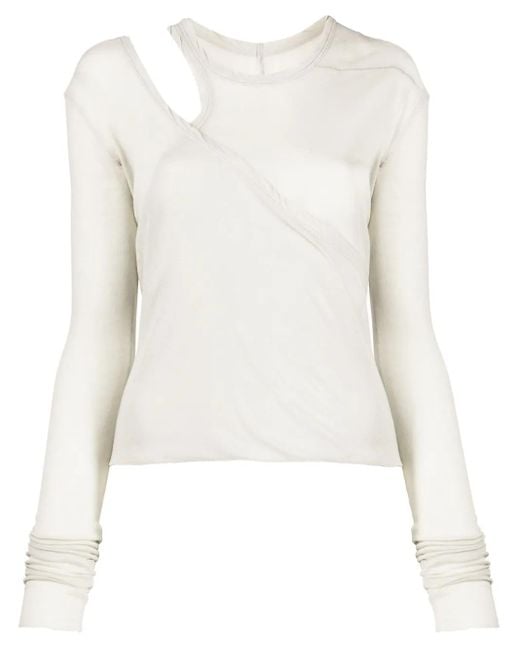 Top A Maniche Lunghe Con Dettaglio Cut-Out di Rick Owens in White