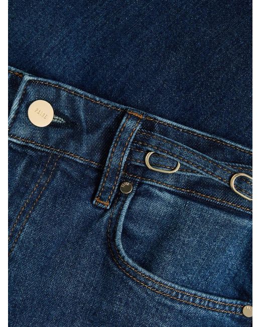 PAIGE Blue Belt-Loop Ring-Detail Jeans
