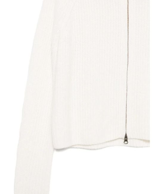 Lisa Yang White Zip-Up Cardigan