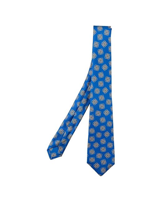 Kiton Blue Cravate En Soie À Imprimé Géométrique for men