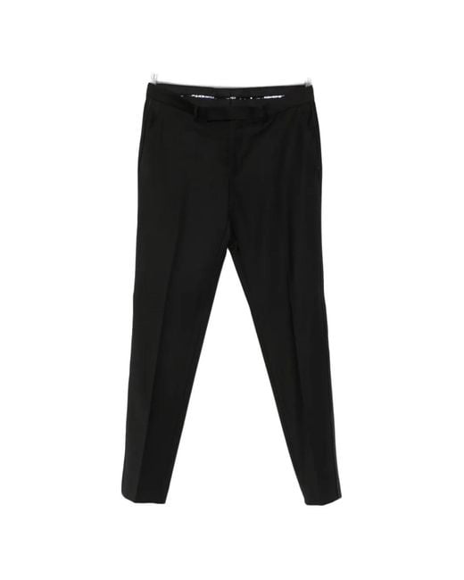 Karl Lagerfeld Black Satin-Trim Pressed-Crease Trousers for men