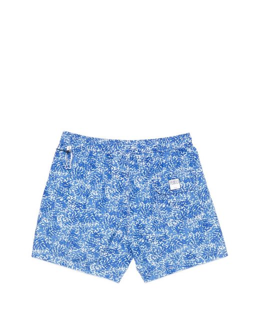 Fedeli Blue Print Beach Shorts for men