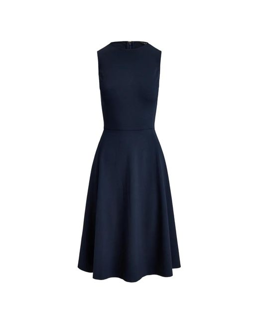Ralph Lauren Blue Sleeveless Princess-Seam Midi Dress