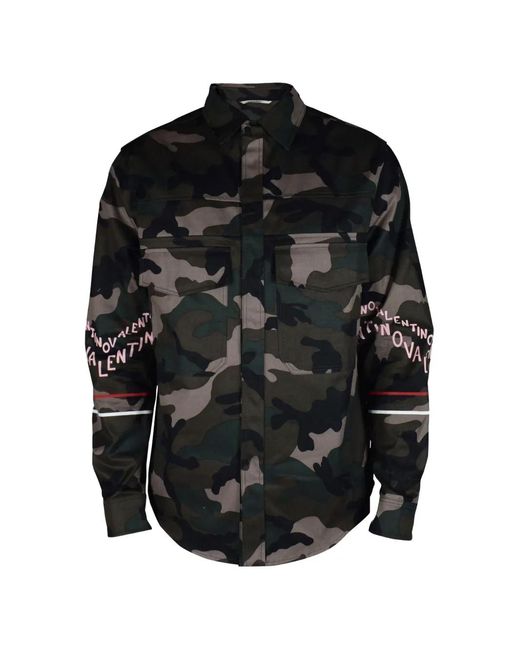 Valentino Garavani Black Camouflage-Pattern Shirt for men