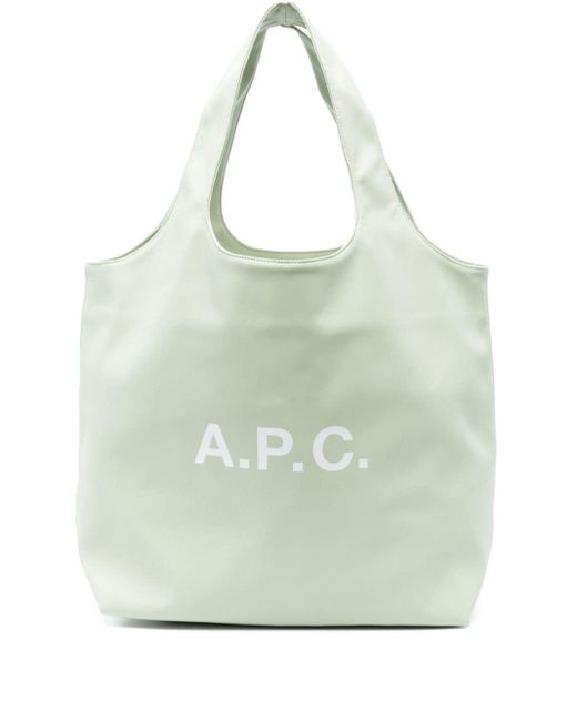 A.P.C. Green Ninon Logo-print Tote Bag